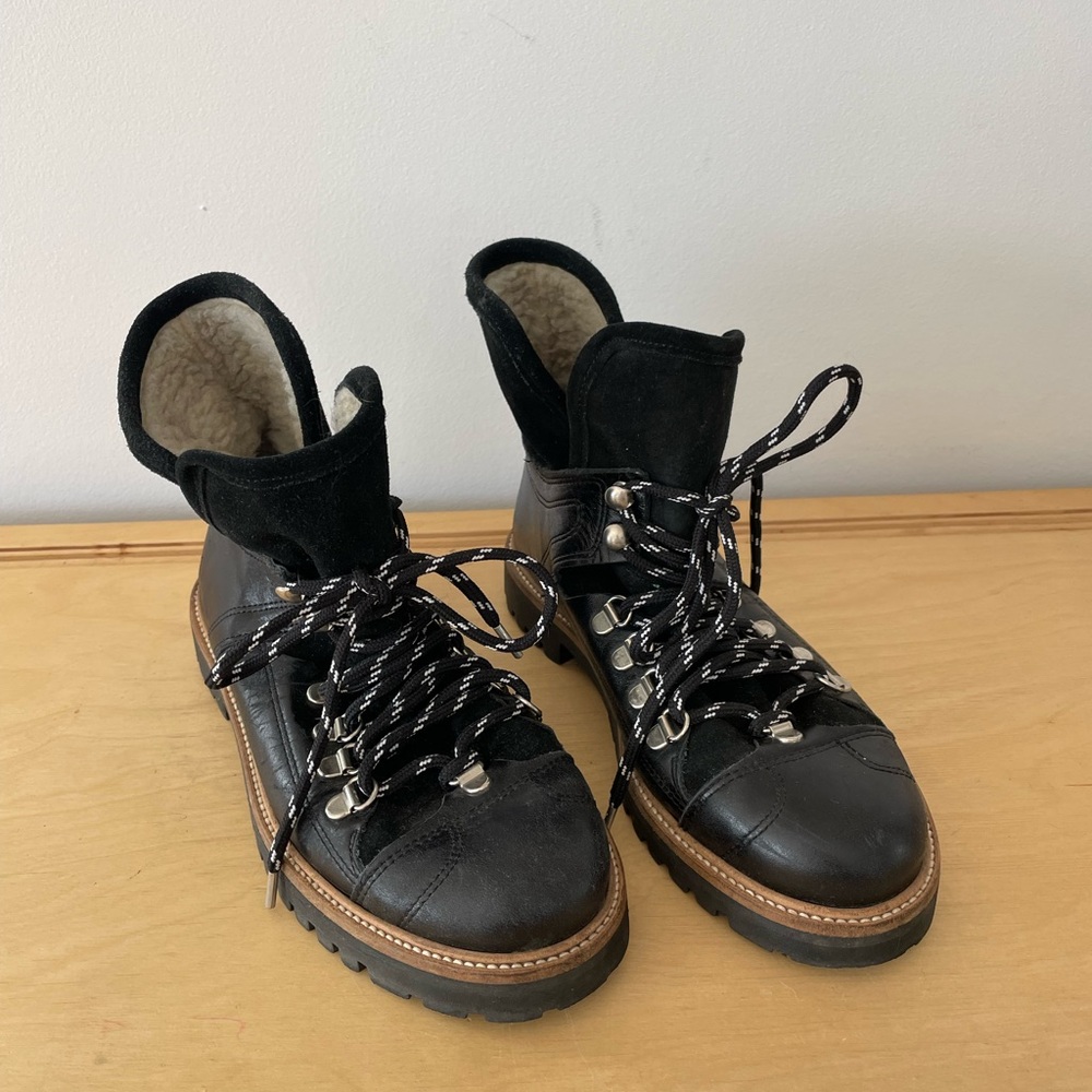 Ganni lace-up hiking boots, size 7.5 womens